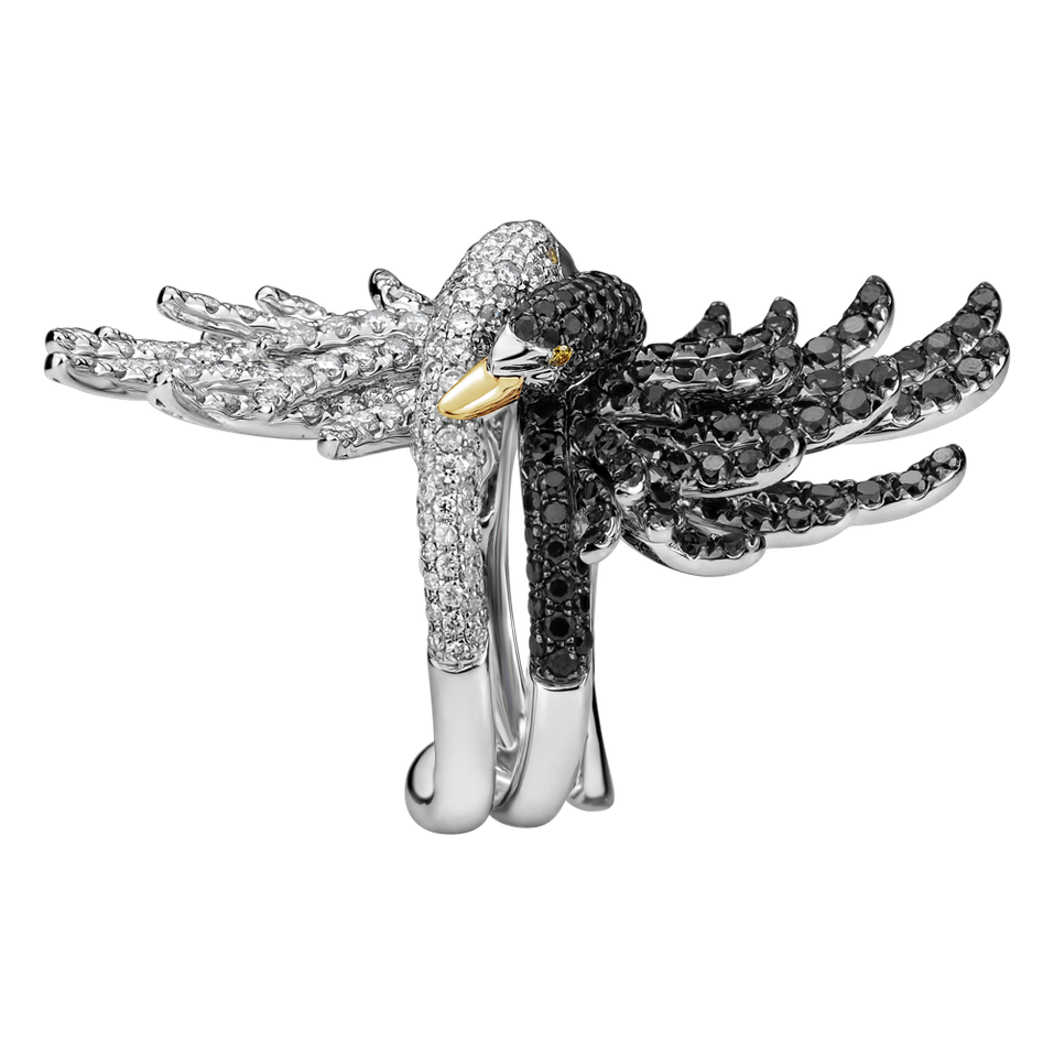 Prsten s černými diamanty Black Swan