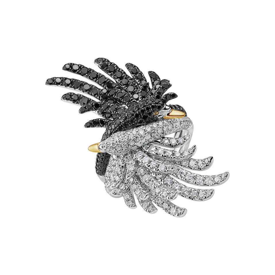 Prsten s černými diamanty Black Swan