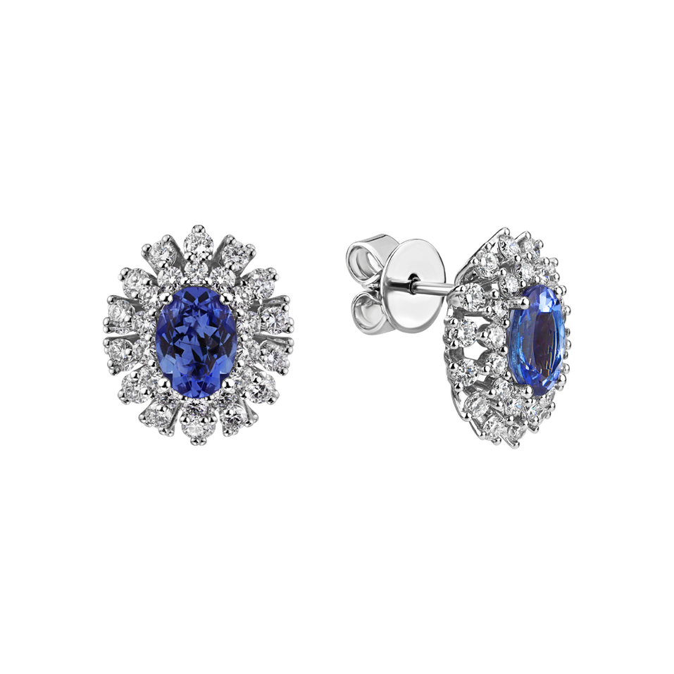 Náušnice s diamanty a tanzanitem Fairytale Goddess