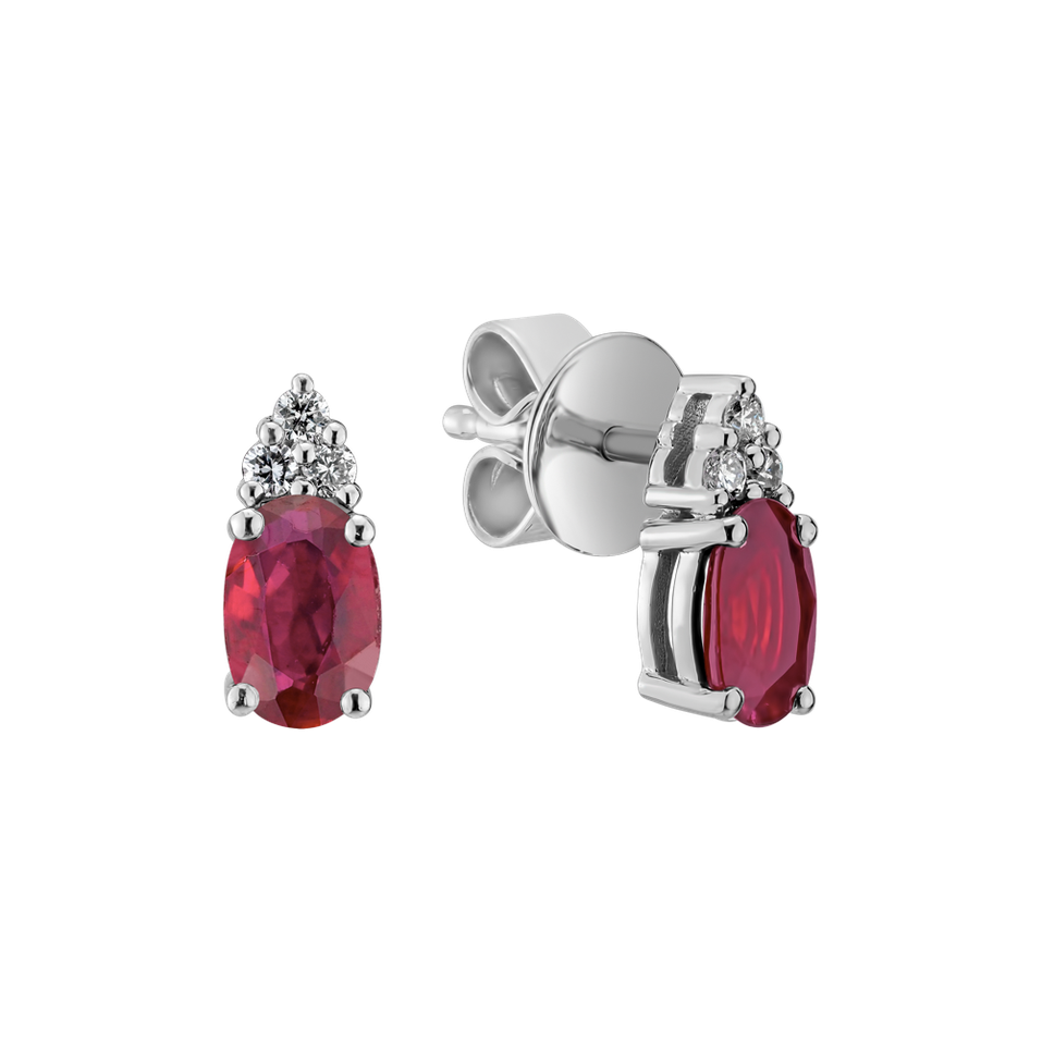 Náušnice s rubínem a diamanty Mystery Secrets