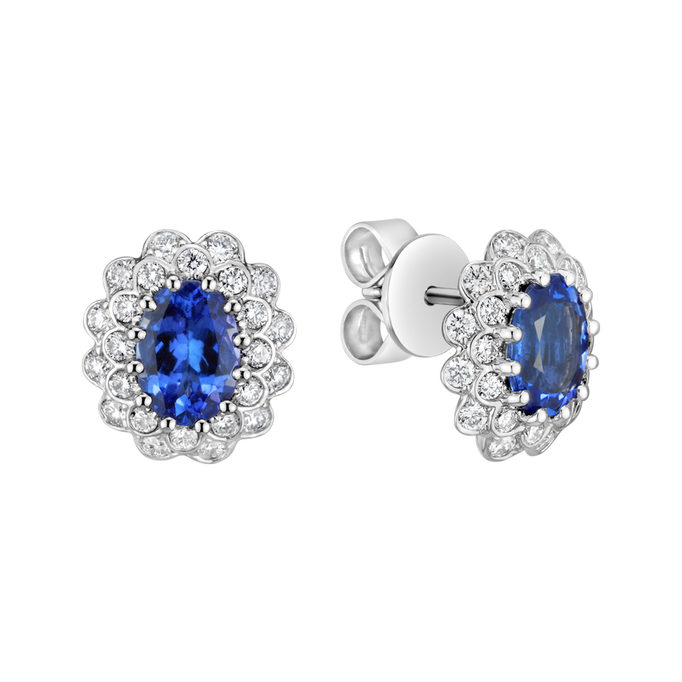 Náušnice s diamanty a tanzanitem Fairy Goddess