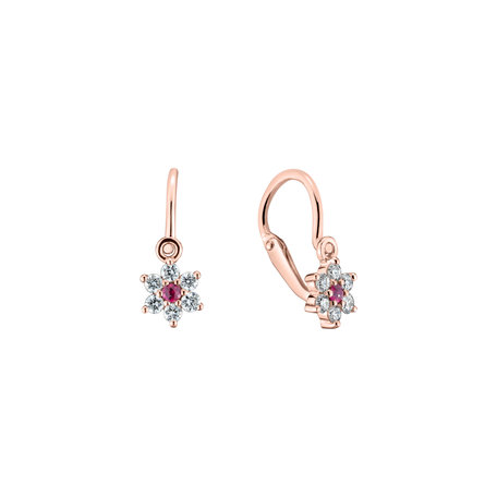 Dětské náušnice s rubínem a  diamanty Early Sparks