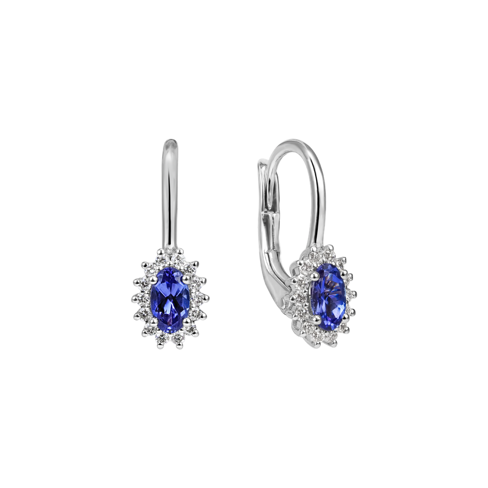 Náušnice s tanzanitem a diamanty Princess Sparkle