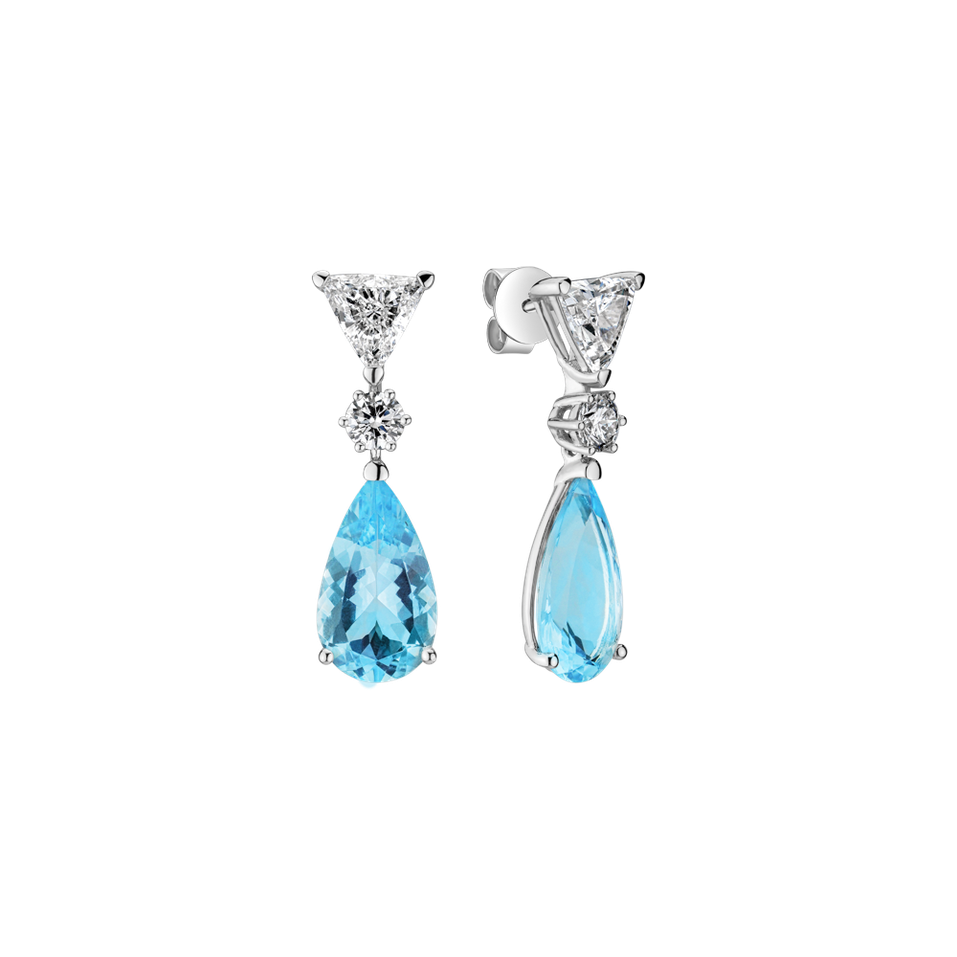Náušnice s akvamarínem a diamanty Aquamarine Tears