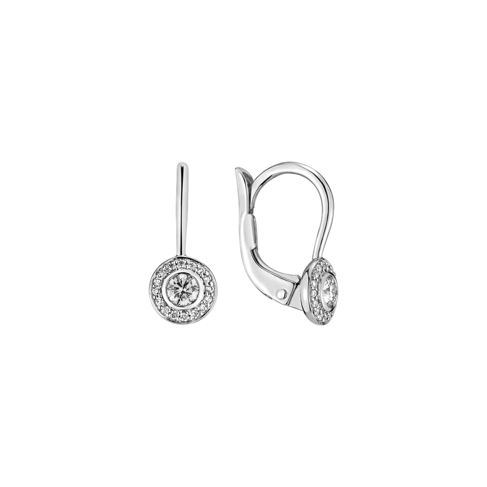 Náušnice 14kt bílé zlato s diamantem Aloze