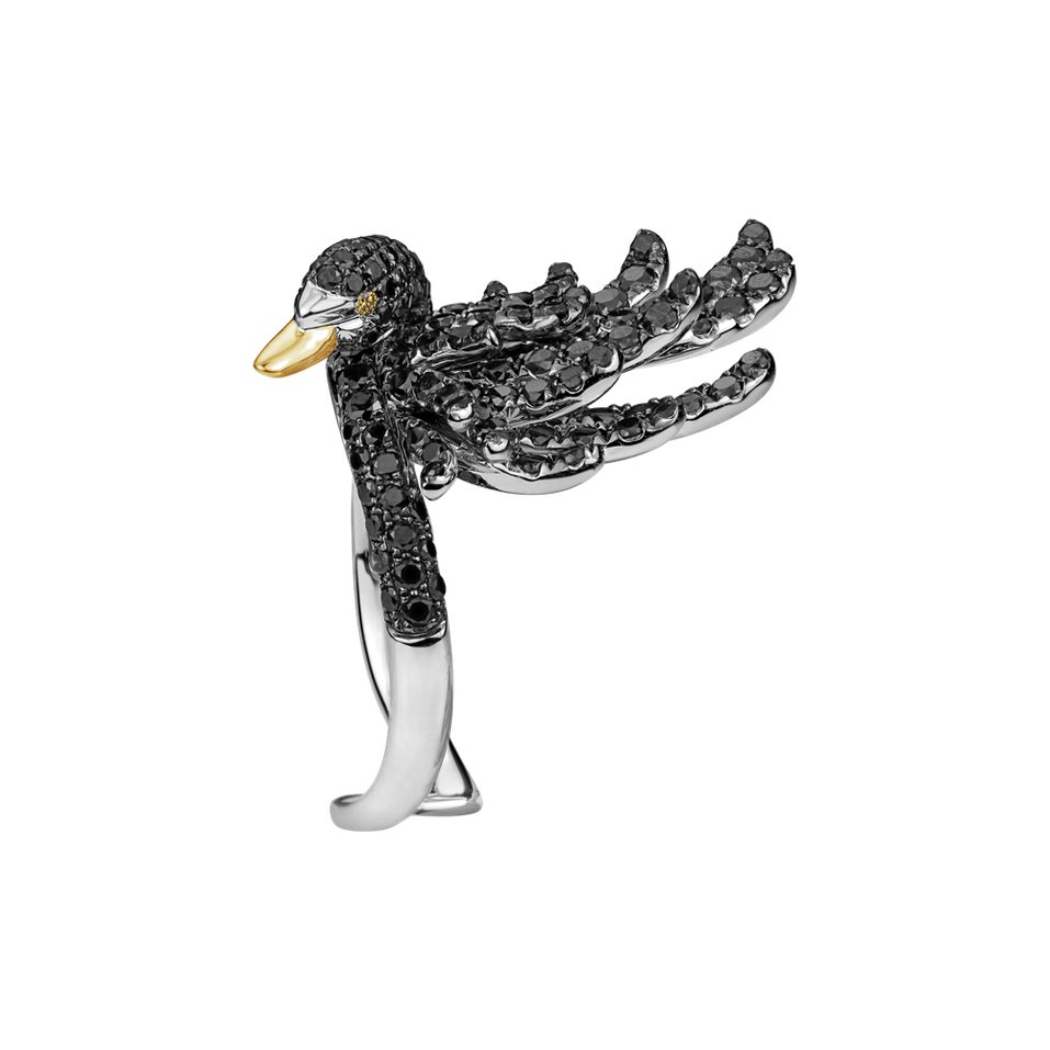 Prsten s černými diamanty Black Swan