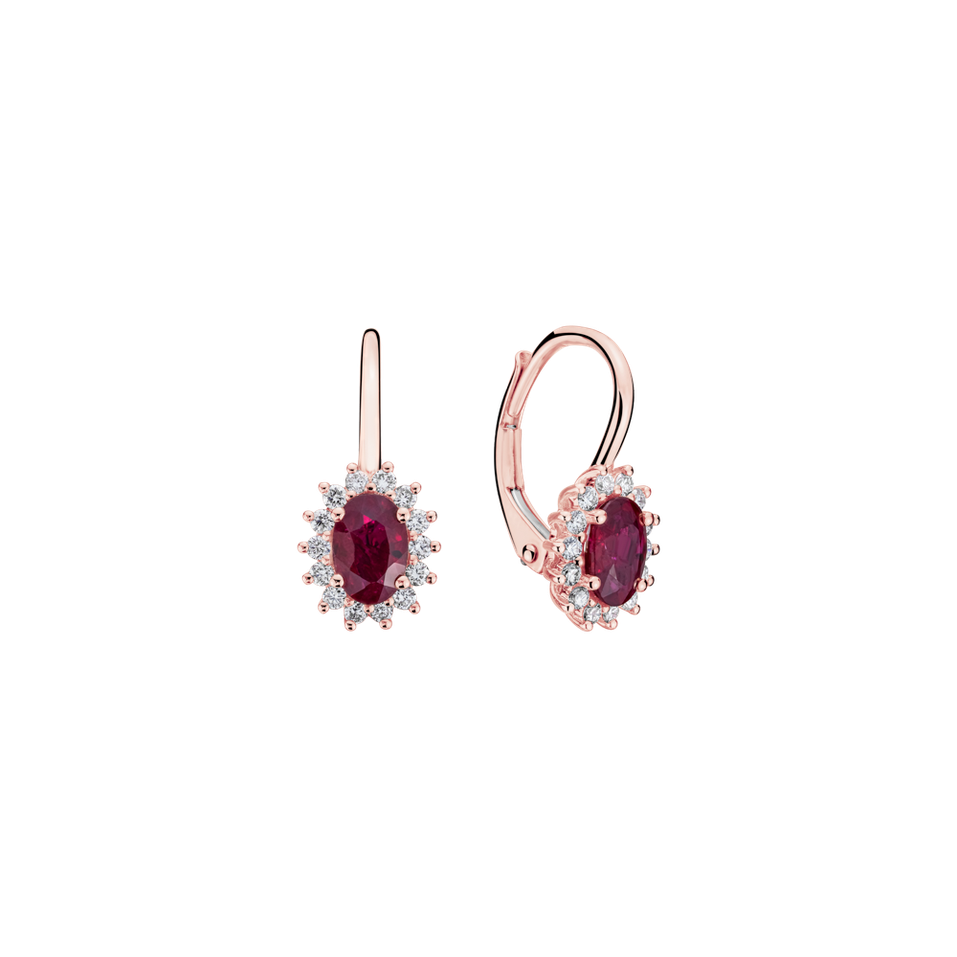 Náušnice s diamanty a rubínem Princess Sparkle