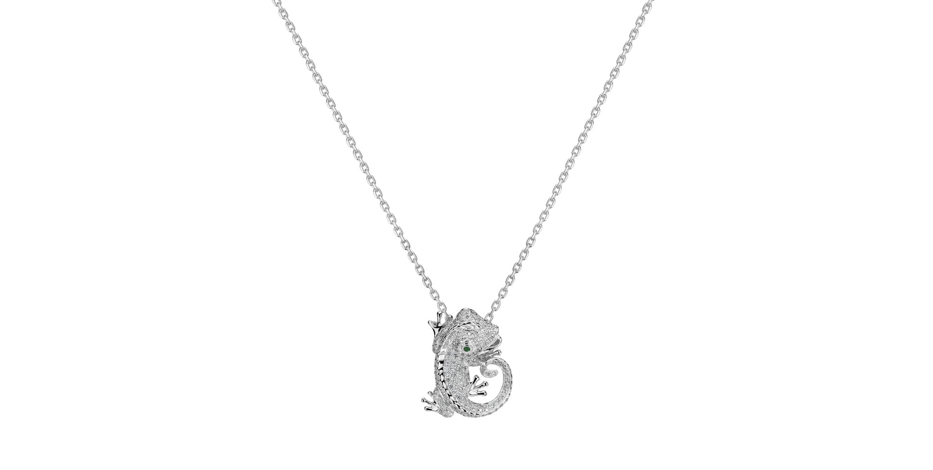 Brož a přívěs s diamanty a smaragdy Chameleon