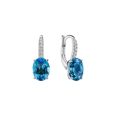 Náušnice s diamanty a topazem Iris Elegance