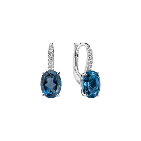 Náušnice s diamanty a topazem Iris Elegance