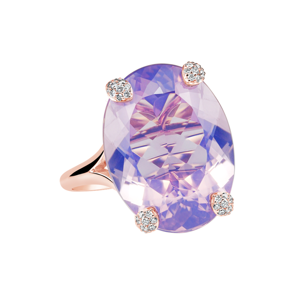 Prsten s diamanty a ametystem Lavender Miracle