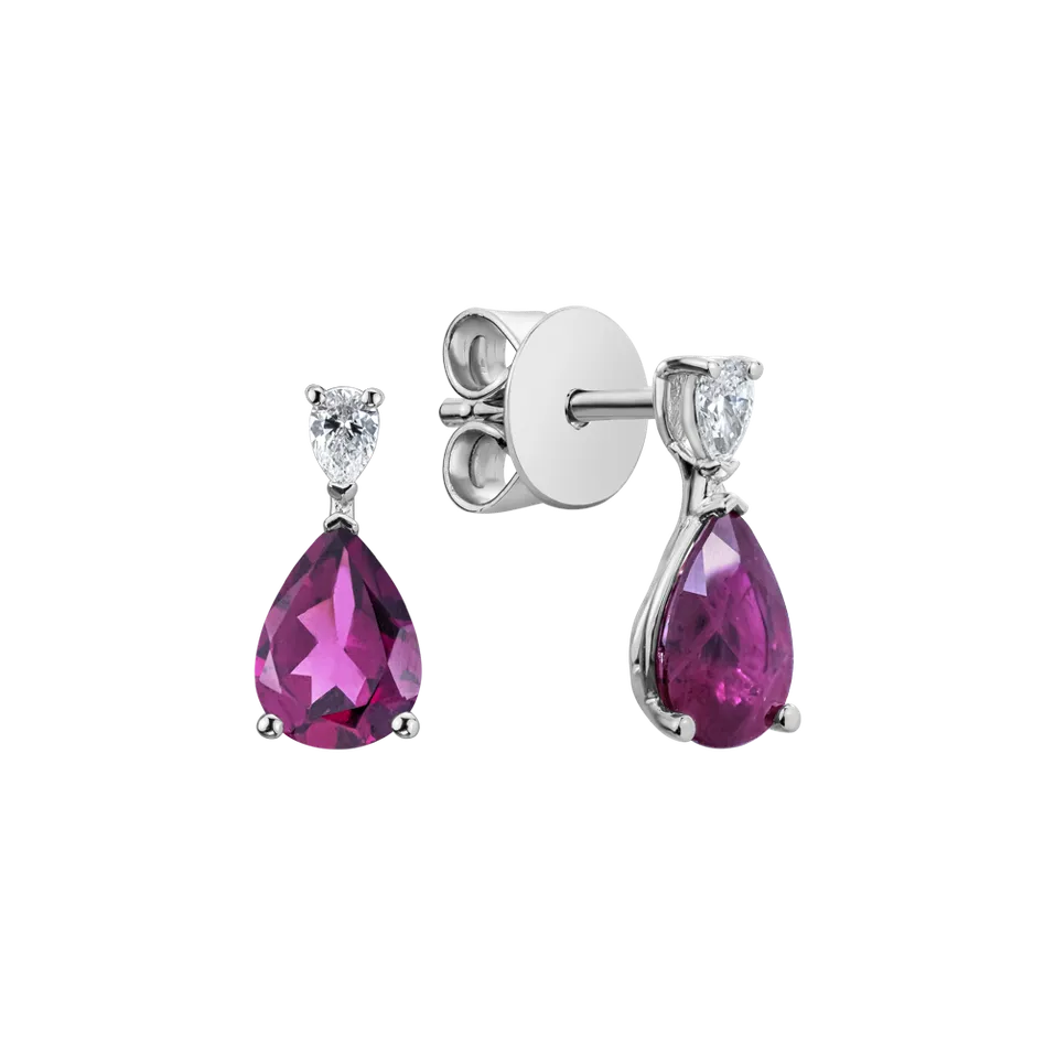 Náušnice s diamantem a rhodolitem Whispers of Avalon