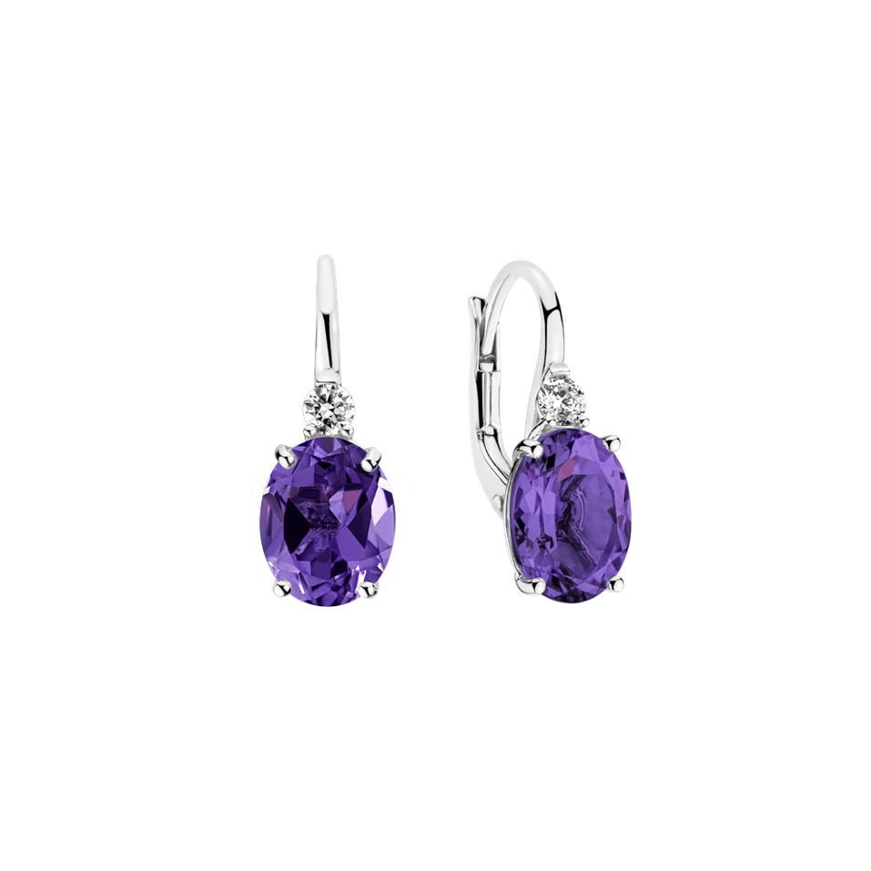 Náušnice s diamantem a ametystem Juliette