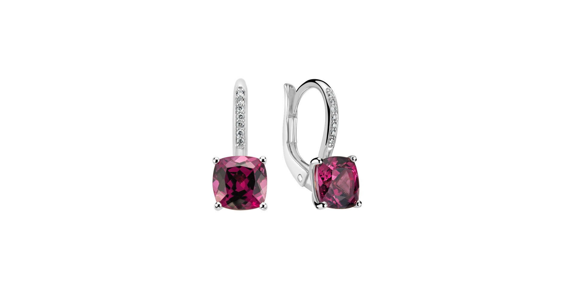 Náušnice s diamanty a rhodolitem Calliope