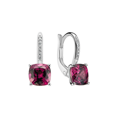 Náušnice s diamanty a rhodolitem Calliope