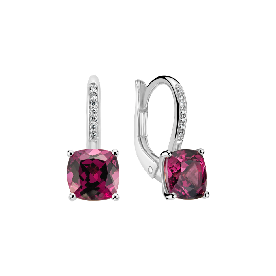 Náušnice s diamanty a rhodolitem Calliope