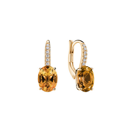 Náušnice s diamanty a citrínem Iris Elegance