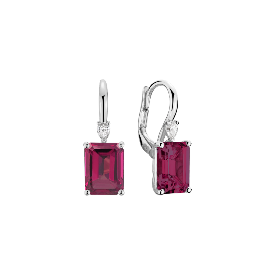 Náušnice s diamantem a rhodolitem Royal Cordelia