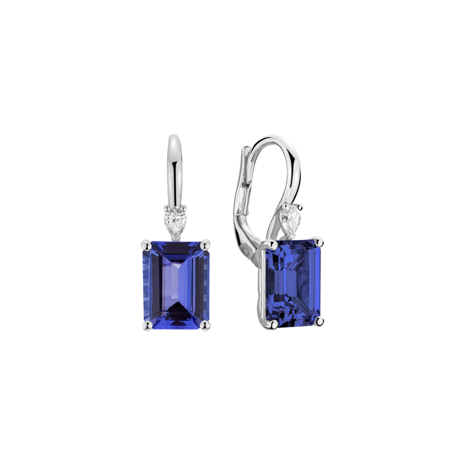 Náušnice s diamantem a tanzanitem Royal Cordelia