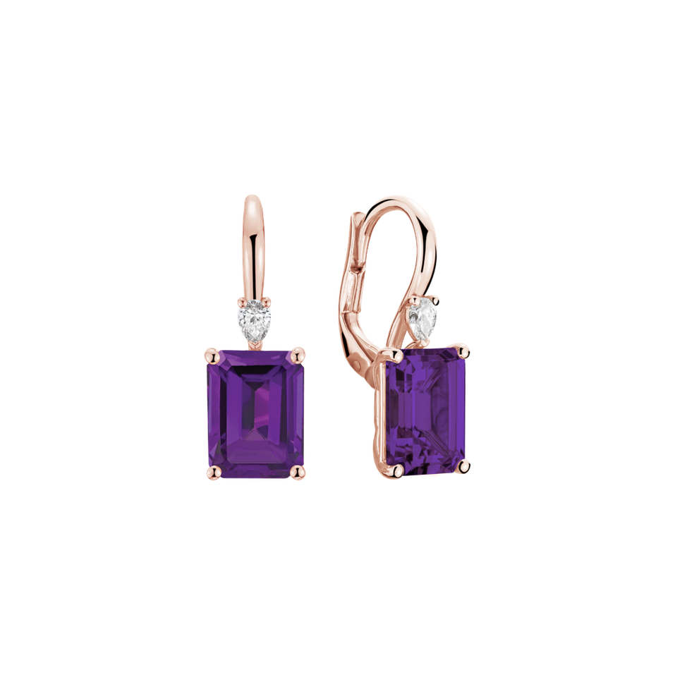 Náušnice s diamantem a ametystem Royal Cordelia