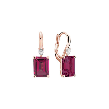 Náušnice s diamantem a rhodolitem Royal Cordelia