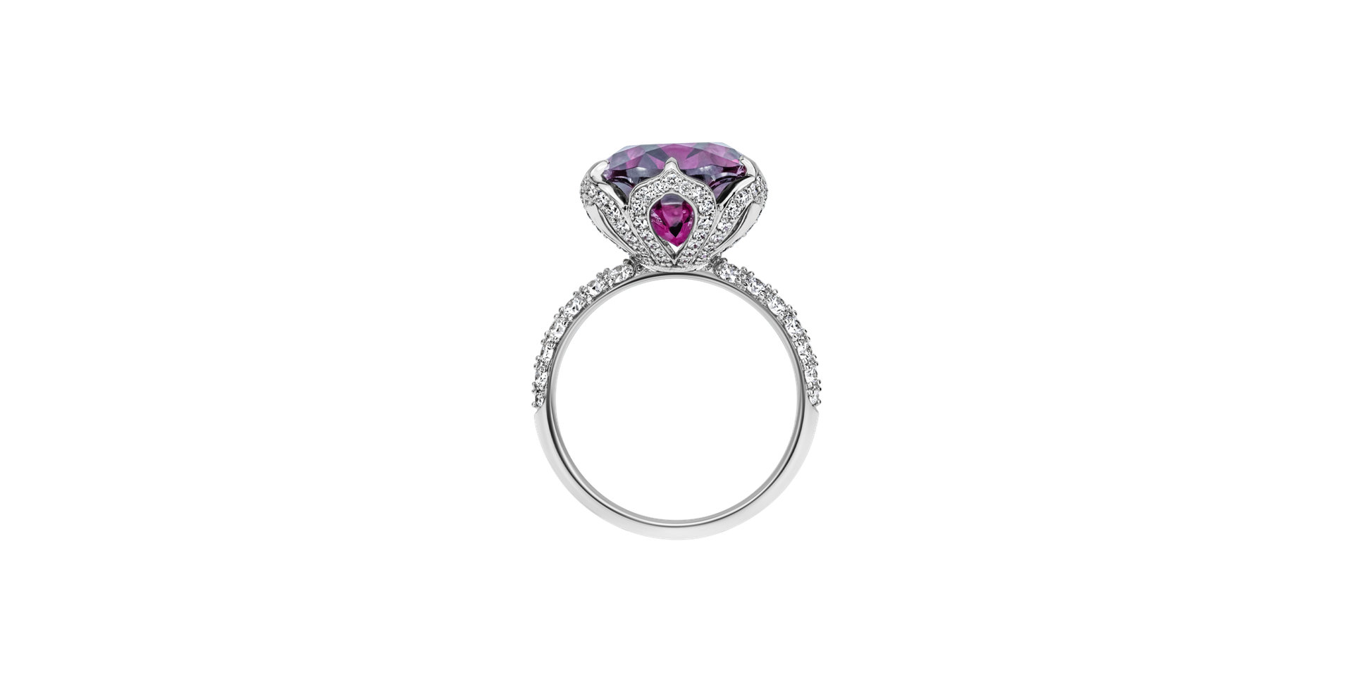 Prsten s diamanty a rhodolitem Fire of Life