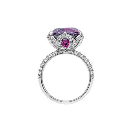 Prsten s diamanty a rhodolitem Fire of Life