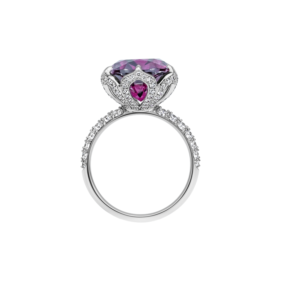 Prsten s diamanty a rhodolitem Fire of Life