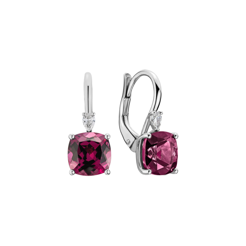 Náušnice s diamantem a rhodolitem Cassian