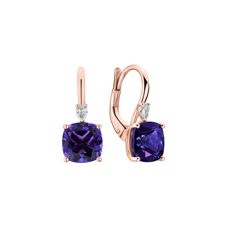 Náušnice s diamantem a ametystem Cassian