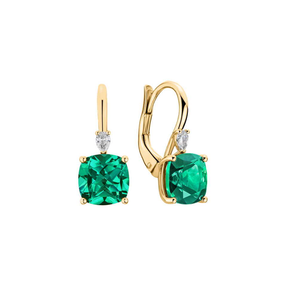 Náušnice s diamantem a smaragdem Cassian