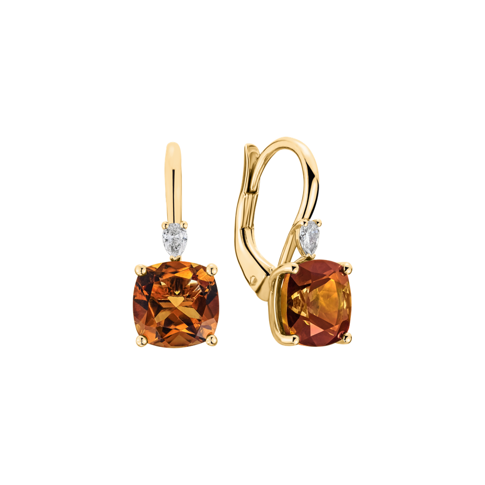 Náušnice s diamantem a citrínem Cassian