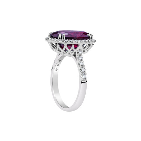 Prsten s diamanty a rhodolitem Sigrid