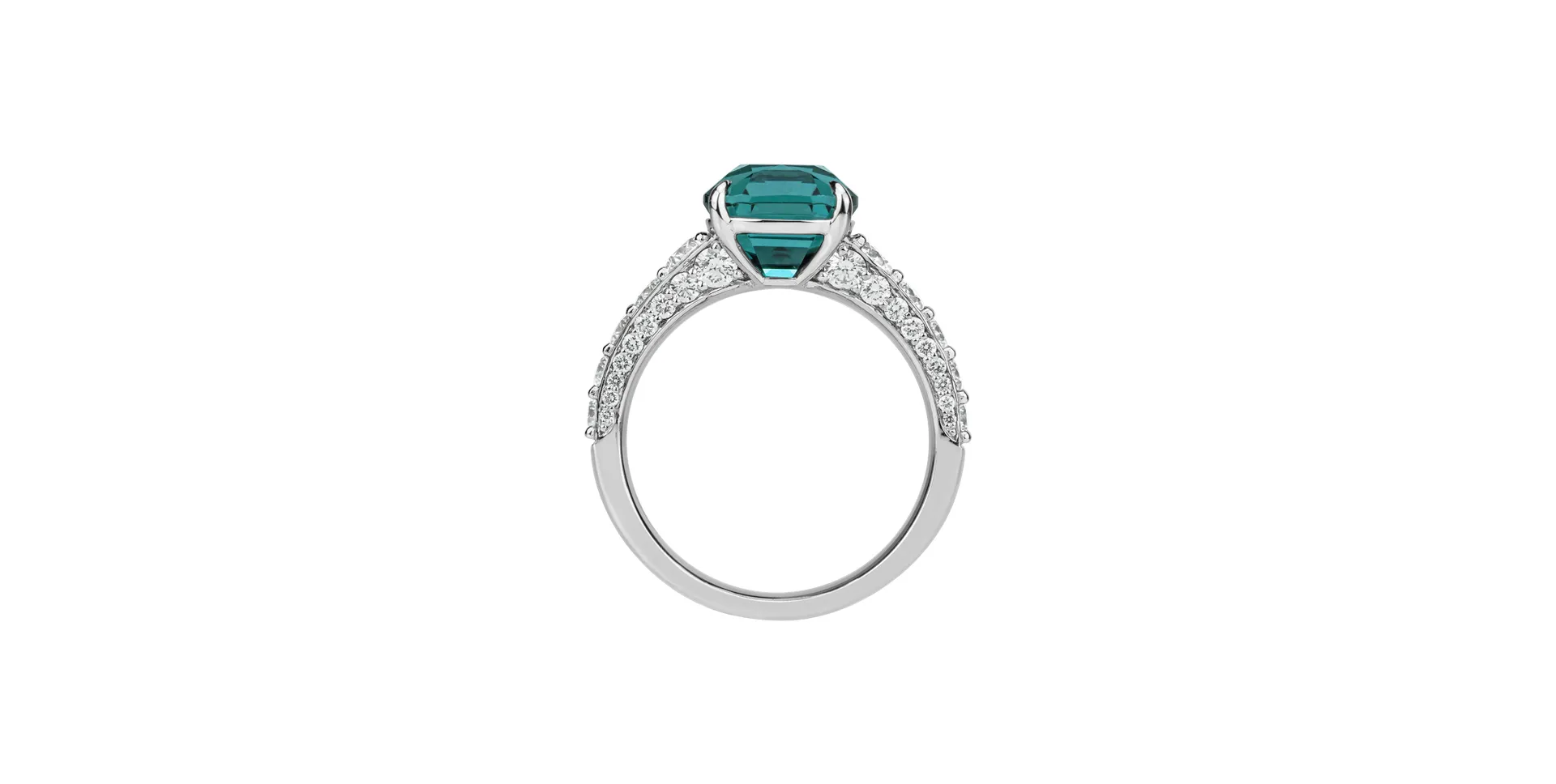 Prsten s diamanty a turmalínem Seafoam Spark