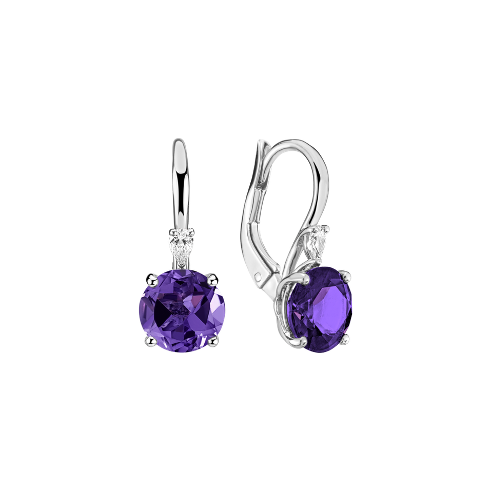 Náušnice s diamantem a ametystem Noctir