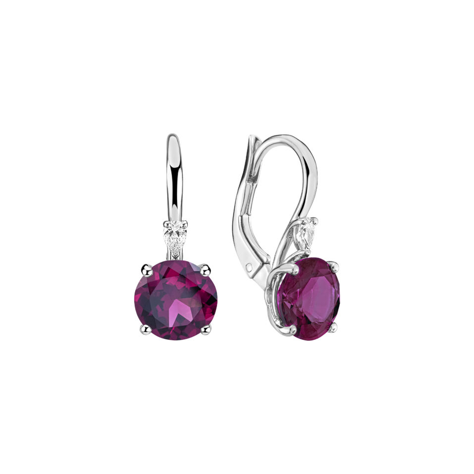 Náušnice s diamantem a rhodolitem Noctir