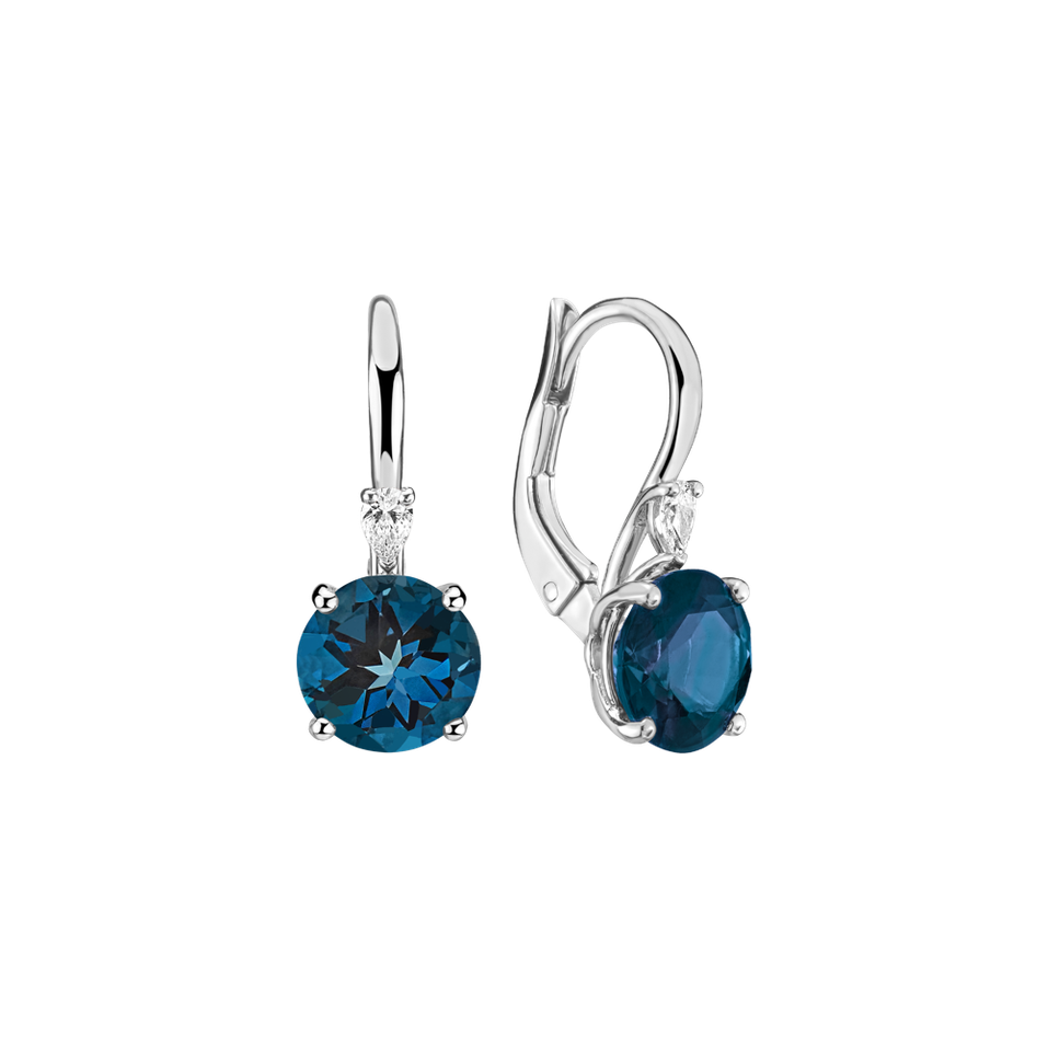 Náušnice s diamantem a topazem Noctir
