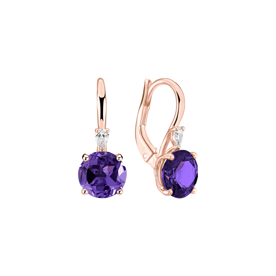 Náušnice s diamantem a ametystem Noctir