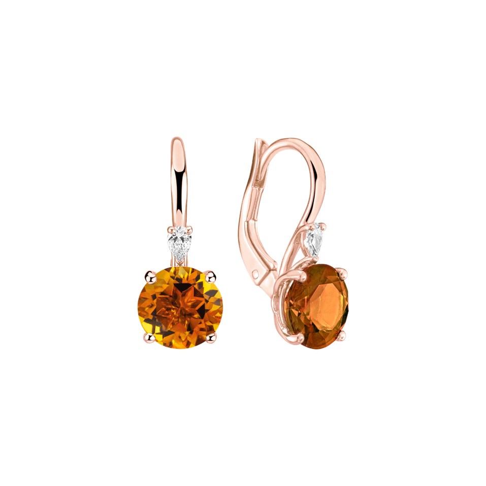 Náušnice s diamantem a citrínem Noctir