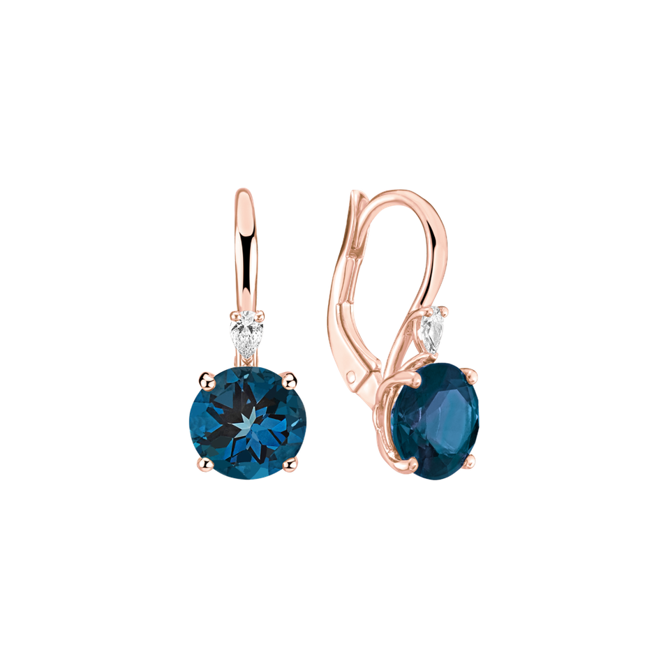 Náušnice s diamantem a topazem Noctir