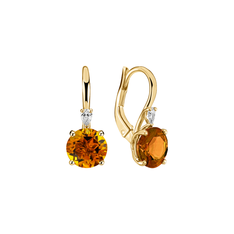 Náušnice s diamantem a citrínem Noctir