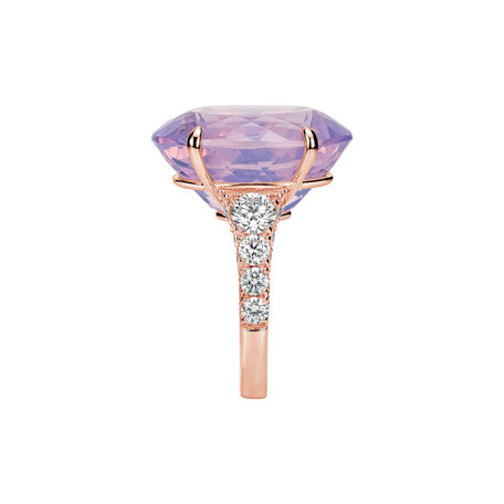 Prsten s diamanty a ametystem Mist of Amethyst