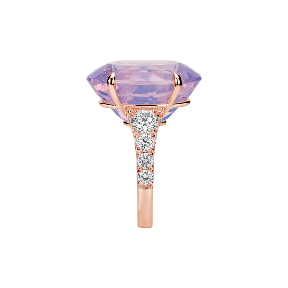 Prsten s diamanty a ametystem Mist of Amethyst