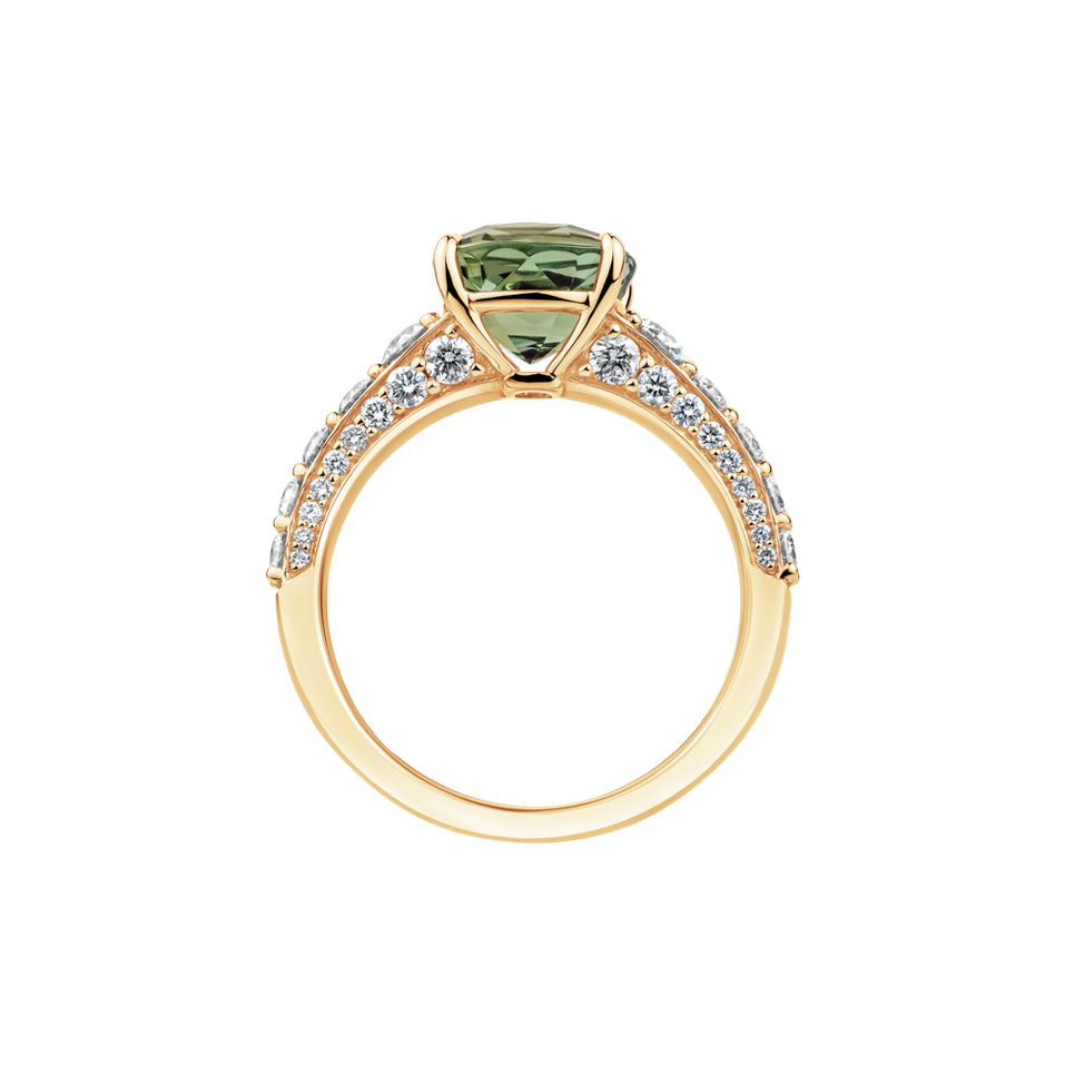 Prsten s diamanty a turmalínem Seafoam Spark