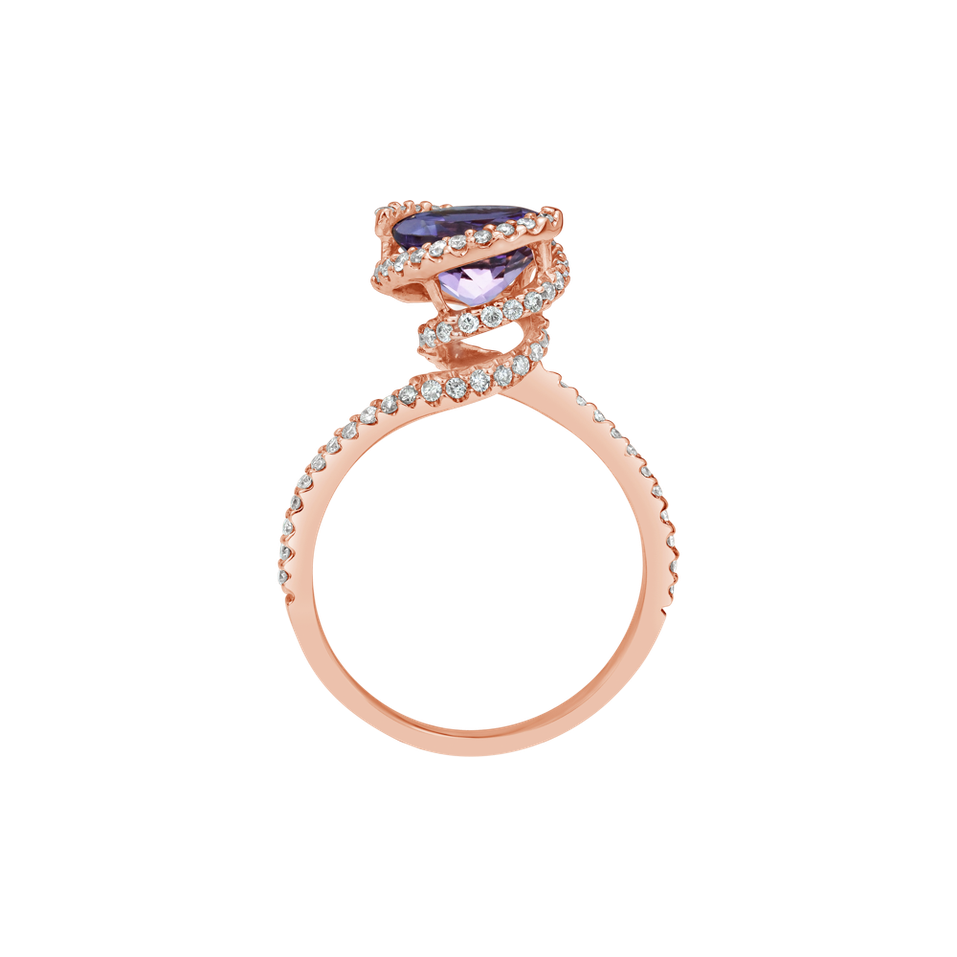 Prsten s diamanty a ametystem Spira Magica