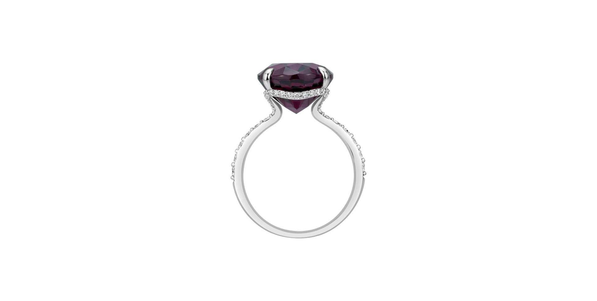 Prsten s diamanty a rhodolitem Burgundy Flame