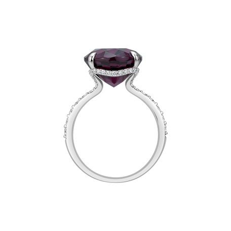 Prsten s diamanty a rhodolitem Burgundy Flame