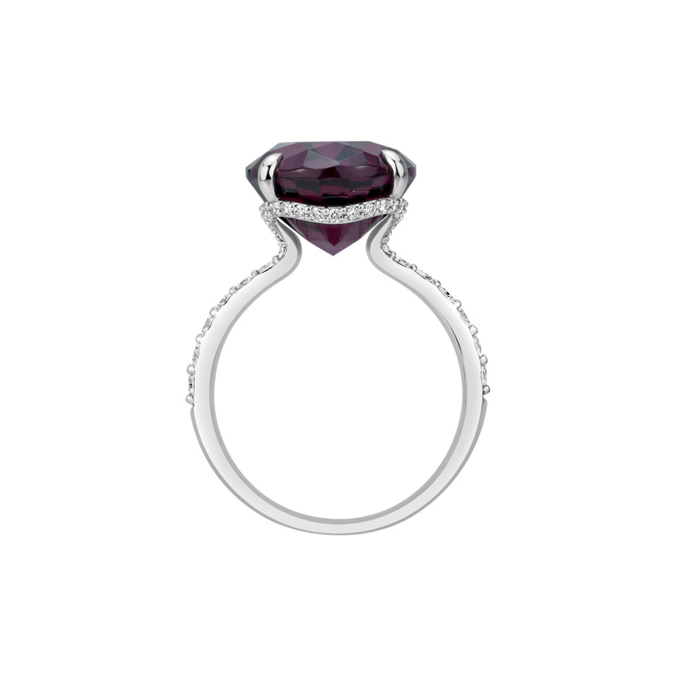 Prsten s diamanty a rhodolitem Burgundy Flame