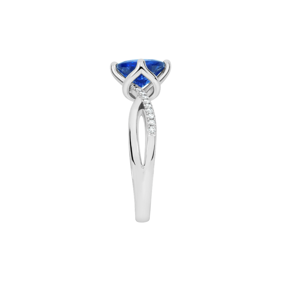 Prsten s diamanty a tanzanitem Hollow Moon