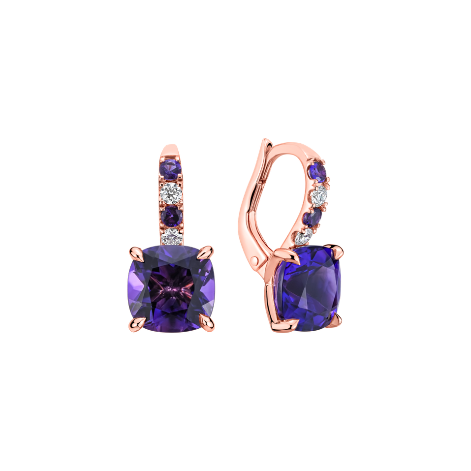 Náušnice s diamanty a ametystem Imelda